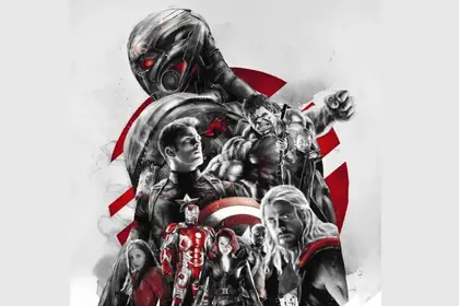 Arte ilustrativa de filme de super-heróis