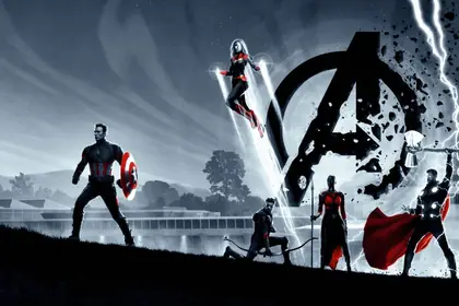 Arte ilustrativa de filme de super-heróis