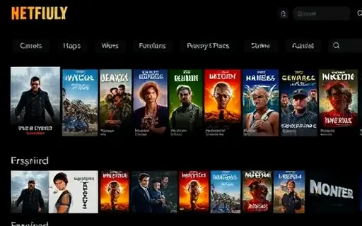 Catálogo de filmes em interface de streaming
